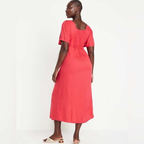 AS IS! NWT! Old Navy Red Cherry Waist-Defined Midi Dress - Size Medium - Picture 5 of 13